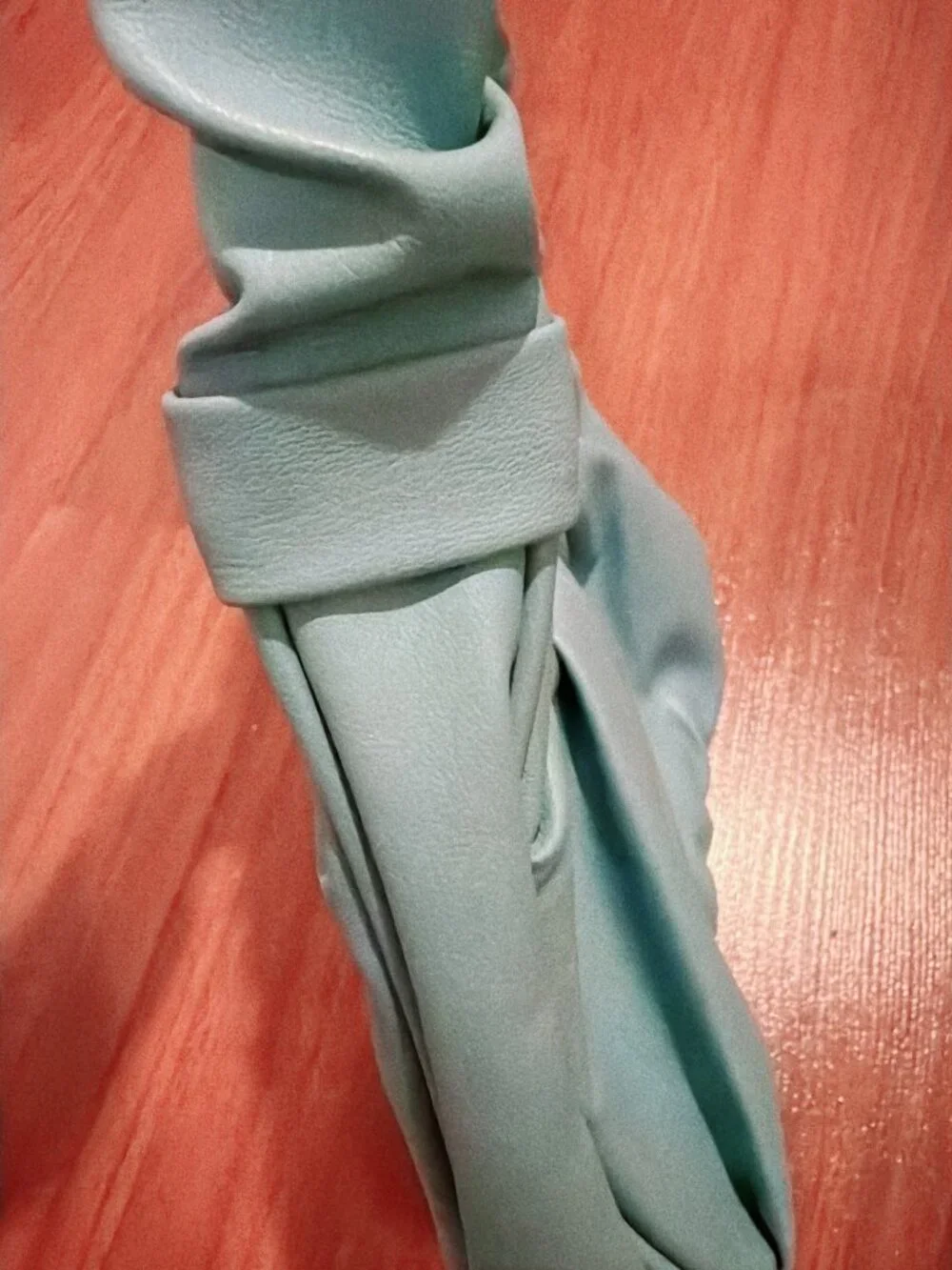 Light Blue Ruched Shoulder Bag Soft Hobo Purse Scrunch Handle